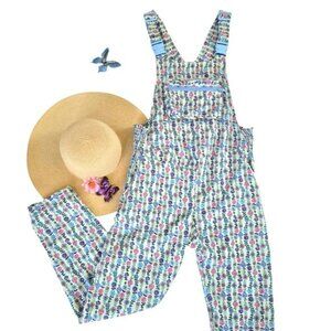 Vintage Size Large Women's Floral Overalls Popsilco Hemp Organic Cotton Retro